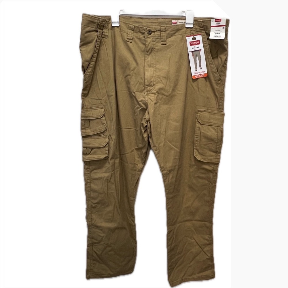 Wrangler Five Star Premium Regular Taper Cargo Pants Khaki Tan 44x30 1070DYWHV